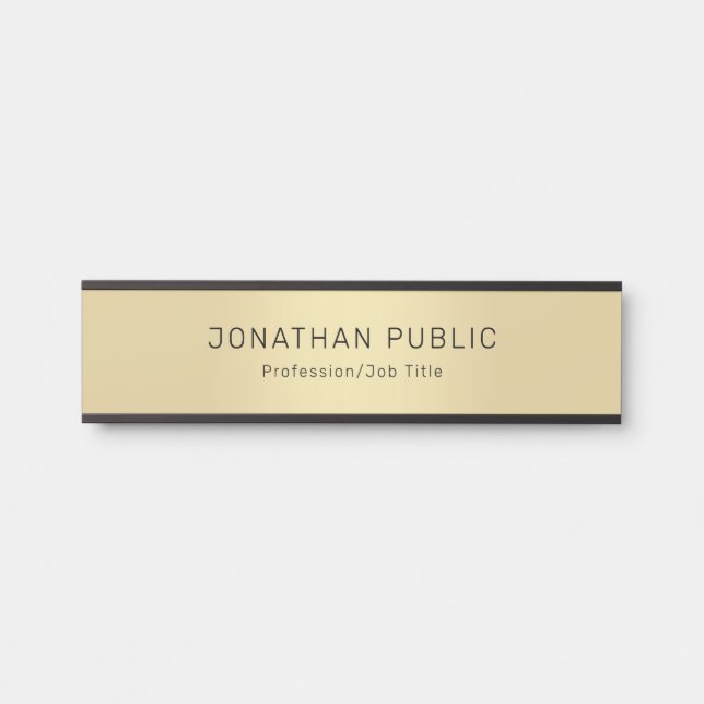 Placa De Porta Elegante de Modelo Dourado preto (Frente)