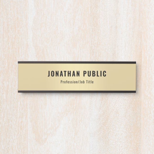 Placa De Porta Elegante, Dourado Modelo personalizado (Frente)