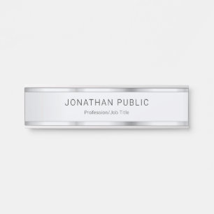 Placa De Porta Elegante Modelo de aparência prateada personalizad