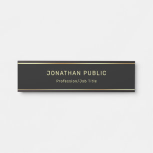 Placa De Porta Elegante Modelo de Glamor Preto E Dourado
