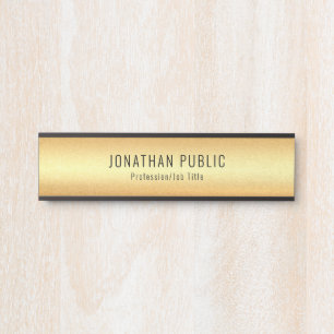 Placa De Porta Elegante Modelo de Glamor Preto E Dourado