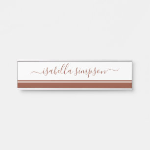 Placa De Porta Elegante Script Girly Rust Professional