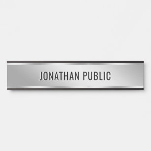 Placa de Porta Elegante Texto Personalizado Preto 