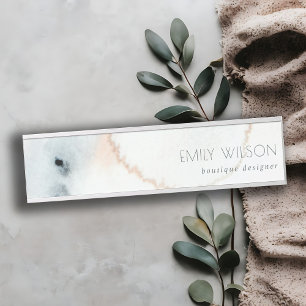 Placa De Porta Embalagem Dourada de Aqua Azul Elegante