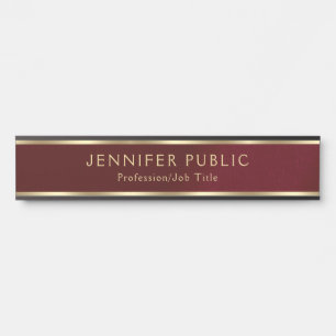 Placa De Porta Escritório de Casa Texto Preto & Dourado Elegante