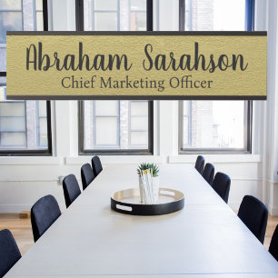 Placa De Porta Escritório de Luxo: Sinal de Porta Dourada Branca 