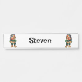Placa De Porta Estandinava - Troll Engraçado Ilustração de Aquare