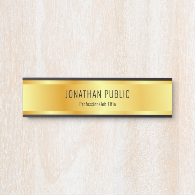 Placa De Porta Faux Dourado Elegante Luxurioso Modelo moderno (Frente)