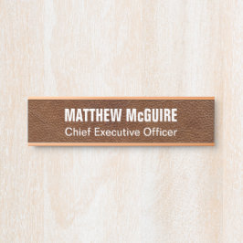 Placa De Porta Faux Leather Office