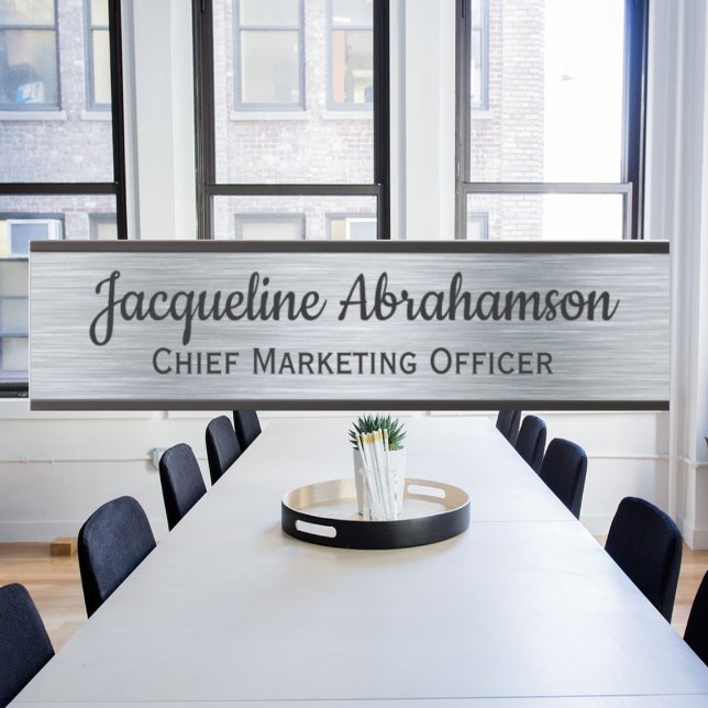 Placa De Porta Faux Silver e Black Office Port Sinal No Logo (Criador carregado)