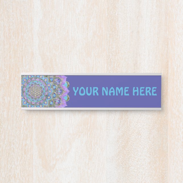 Placa De Porta Flor Da Vida - Estilo De Mandala Índia 2 (Frente)