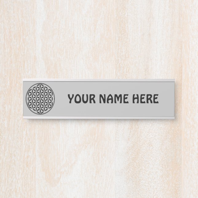 Placa De Porta FLOR DA VIDA - Símbolo de Geometria Sagrado cheio  (Frente)