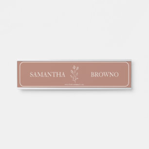 Placa De Porta Flor Terracota Elegante