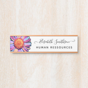 Placa De Porta Floral Personalizado de Daisy Elegante Simples
