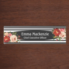 Placa De Porta Flores Florais Personalizadas Rosa Sinal de Porta 