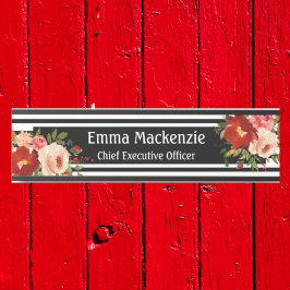 Placa De Porta Flores Florais - Sinal de Porta do Escritório Negr