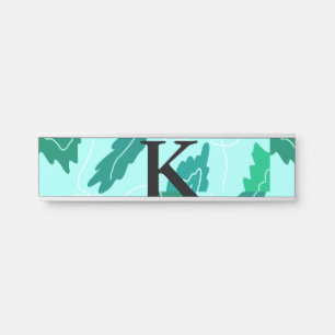 Placa De Porta Folhas de turquesa verde padrão floral adicionar m