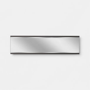 Placa De Porta Fundo Branco Prata para a Casa do Seu Texto