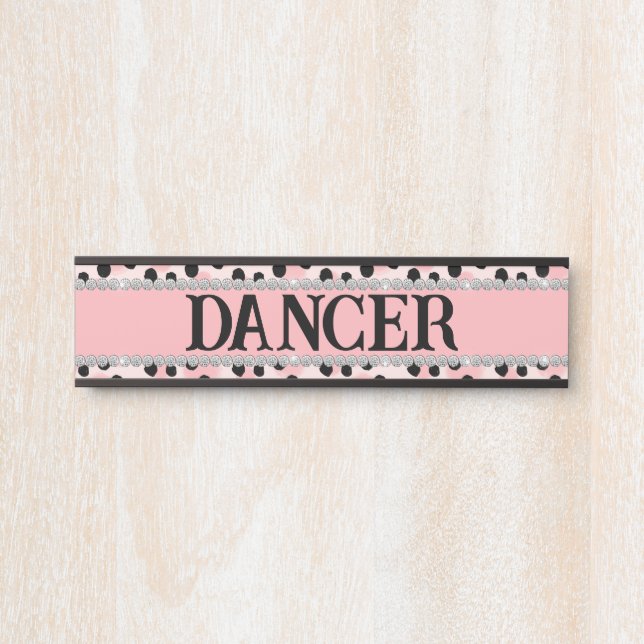 Placa De Porta Garota Rosa Leopard Diamond Stall Personalizado (Frente)