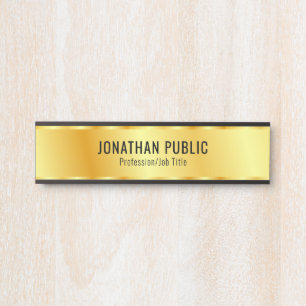 Placa De Porta Glamor Faux Metálico Dourado Parece moderno Model