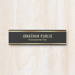 Placa De Porta Glamor Modelo Preto E Dourado Moderno Da Tendência