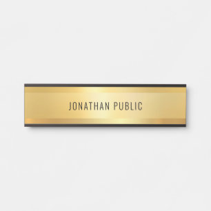 Placa De Porta Glamor Moderno Minimalista Preto E Dourado Modelo