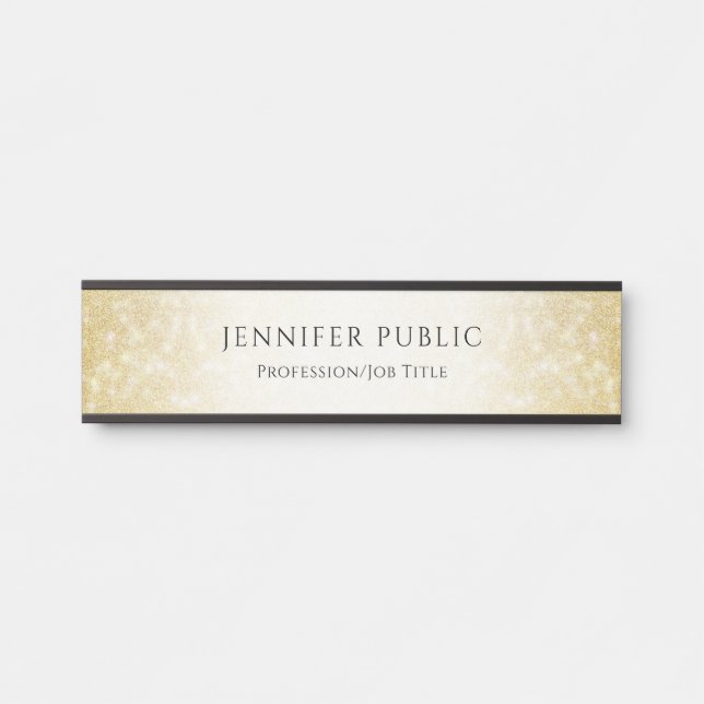 Placa De Porta Glamorosa Dourada Glitter Elegant Modern Modelo (Frente)