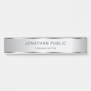 Placa De Porta Glamorous Faux Silver Elegant Modern Modelo