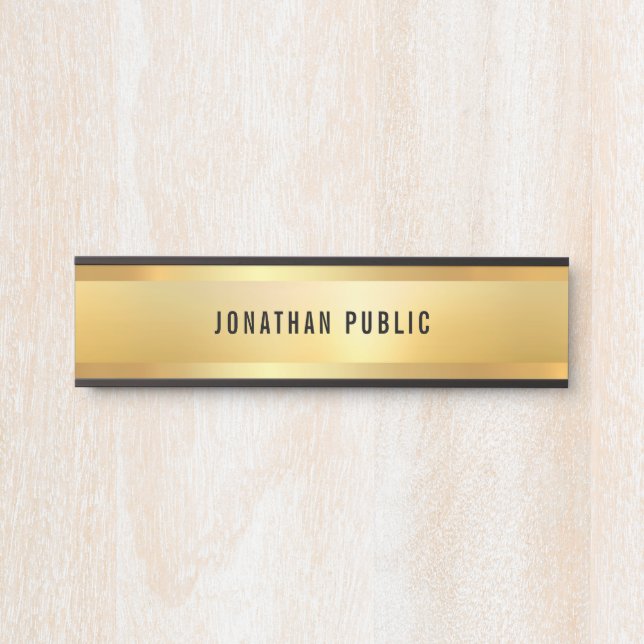 Placa De Porta Glamory Trendy Faux Dourada Modern Modelo (Frente)