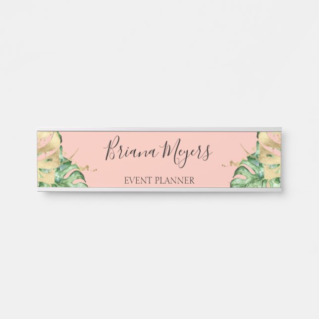 Placa De Porta Greenery Tropical Palm Deixa Pessegueiros (Frente)