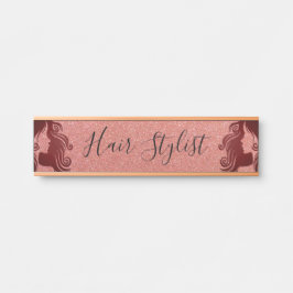 Placa De Porta Hair Stylist no Glitter