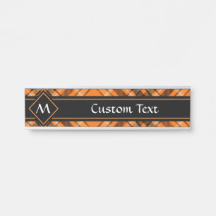 Placa De Porta Halloween Orange Tartan