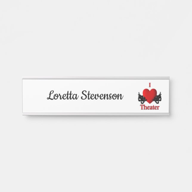 Placa De Porta I Heart Theater Personal (Frente)