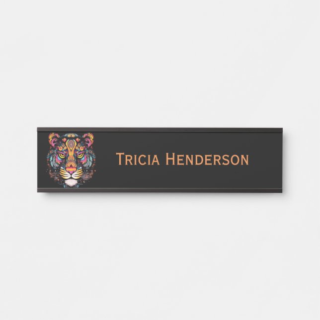 Placa De Porta Incrível Tiger Head Name (Frente)