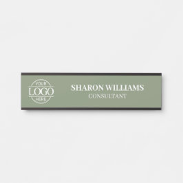 Placa De Porta Interchangeable Sage Green Custom Business Logo