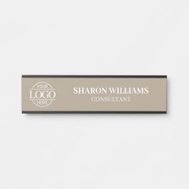 Placa De Porta Interchangeable Taupe Beige Custom Business Logo