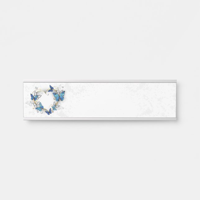 Placa De Porta Jewelry Heart with Butterflies Morpho (Frente)