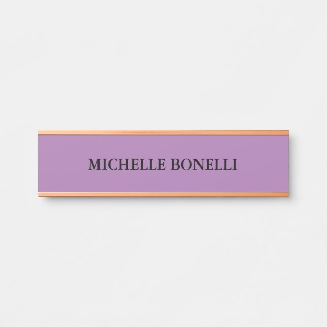 Placa De Porta Lavanda Minimalista Simples Legível Moderno (Frente)