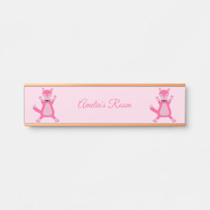 Placa De Porta Linda Raposa Menina Bebê Rosa Nome Personalizado