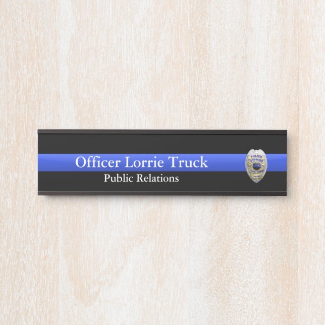 Placa De Porta Linha Azul Fino - Crachá do Policial Super Hi Res (Frente)