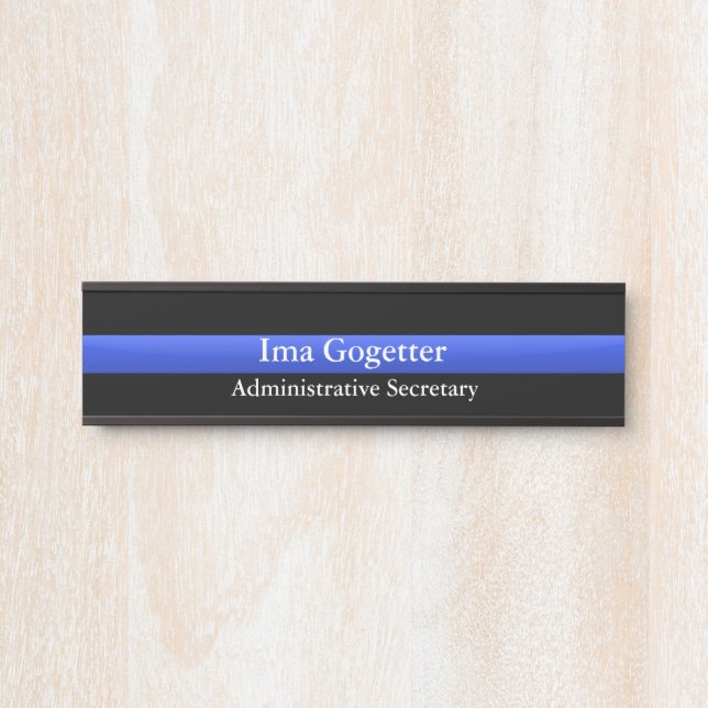Placa De Porta Linha Azul Fino - Sinal de Porta Personalizado (Frente)