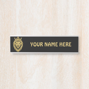 Placa De Porta Lion With Crown - Gold Style 3