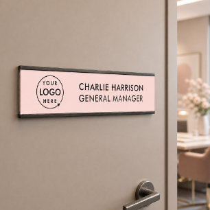 Placa De Porta Logotipo comercial Cor-de-rosa-azul Funcionarios
