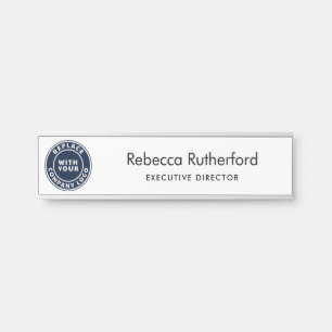 Placa De Porta Logotipo da Sua Empresa Nome do Funcionário Cargo 