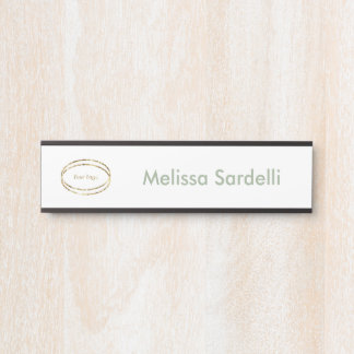Placa De Porta Logotipo Empresarial Personalizado Verde Sage Mini
