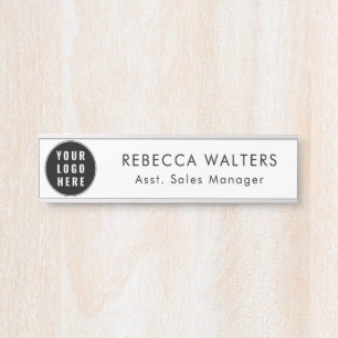 Placa De Porta Logotipo Empresarial Simples Funcionários Moderno 