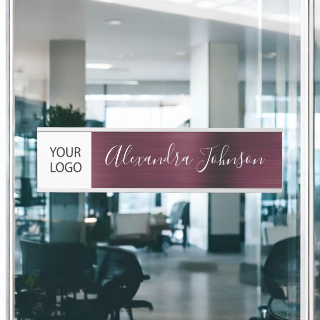 Placa De Porta Logotipo Personalizado Burgundy Professional (Criador carregado)