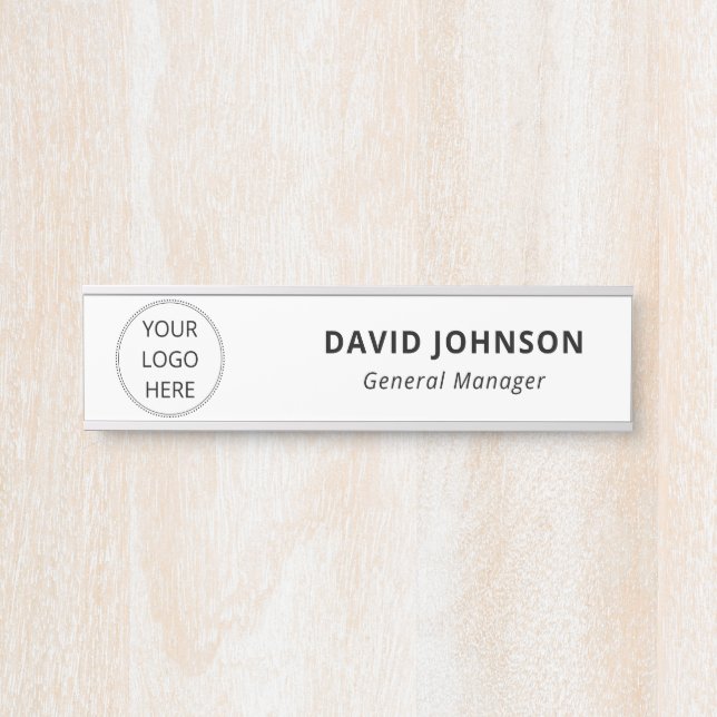 Placa De Porta Logotipo Personalizado Funcionário  (Frente)