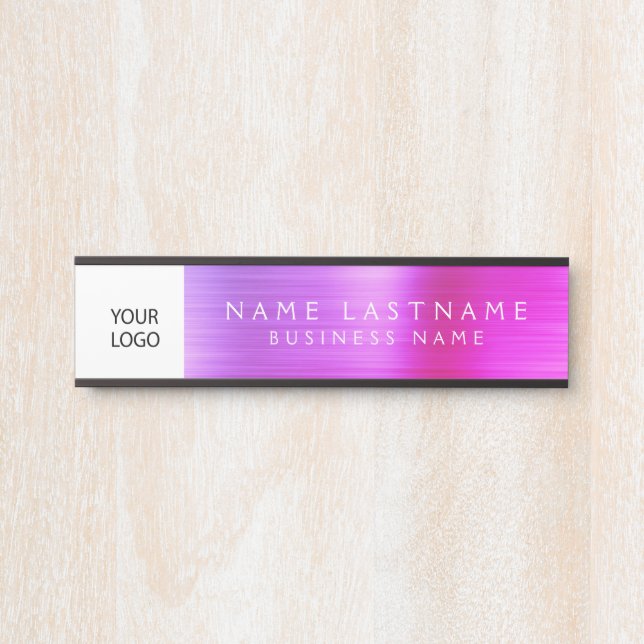 Placa De Porta Logotipo personalizado profissional roxo, cor-de-r (Frente)
