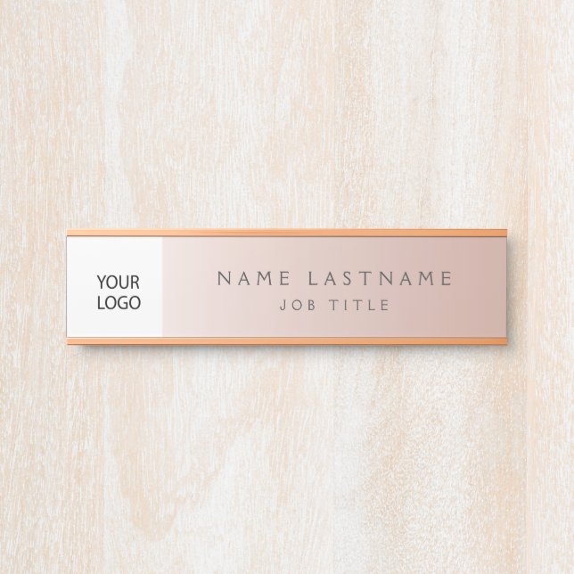 Placa De Porta Logotipo Personalizado Rosa Dourado profissional (Frente)